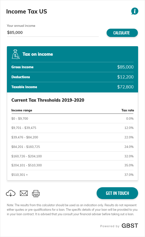 Income Tax United States Calculator thumbnail