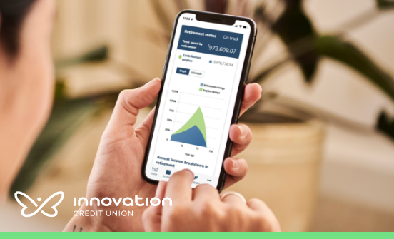 Mobile with calculator. Innovation Credit Union icon